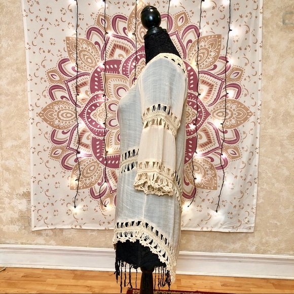 Boho Top V Neck Crochet Tunic Blouse NWOT - Picture 6 of 11